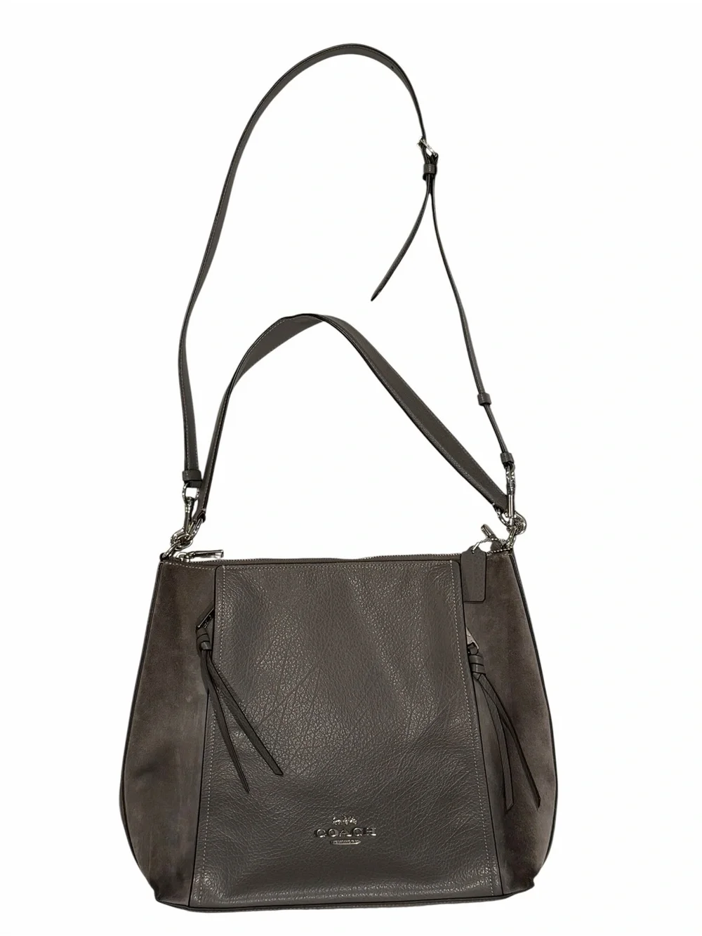 Coach F79995 Marlon Hobo Heather Gray Leather/Suede 2/Way Shoulder Bag